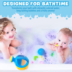 Tub Works Magical Llamacorn bubble bath purple water promotes imaginative play.