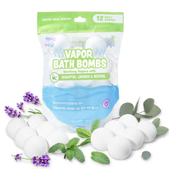 Tub Works vapor bath bombs for kids dissolving in warm water for comfort.