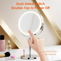 tubbede makeup mirror led brightness control for customized lighting during routines.