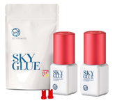 TUBeauty Sky Glue S+ bottle front for professional lash extensions, showcasing branding and packaging.