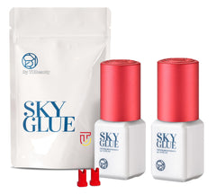 TUBeauty Sky Glue S+ bottle front for professional lash extensions, showcasing branding and packaging.