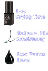 Sky Lady Black glue label notes latex and formaldehyde-free formula.