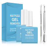 Tudiqe 2-pack gel nail remover bottles for quick, gentle polish removal.