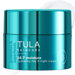 TULA 24-7 chrome packaging front showing sleek, modern design and hydration-ready moisturizer