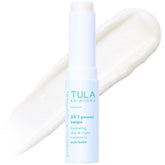 TULA 24-7 Power Swipe eye balm tube closeup shows a hydrating formula for delicate under-eye skin.