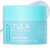 TULA Detox in a Jar exfoliating mask application refines texture