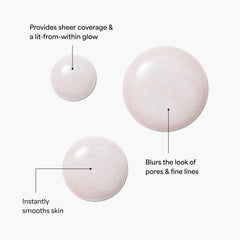 TULA Sunrise primer texture close-up highlights blurring for even skin.