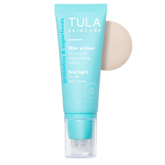 TULA First Light bottle closeup showing silky, hydrating primer.