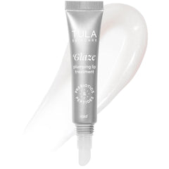 TULA Glaze Lip Treatment Iced bottle shows hydrating, plumping gloss payoff.