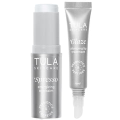 TULA Iced Spresso Eye Balm being applied for an instant under-eye glow.
