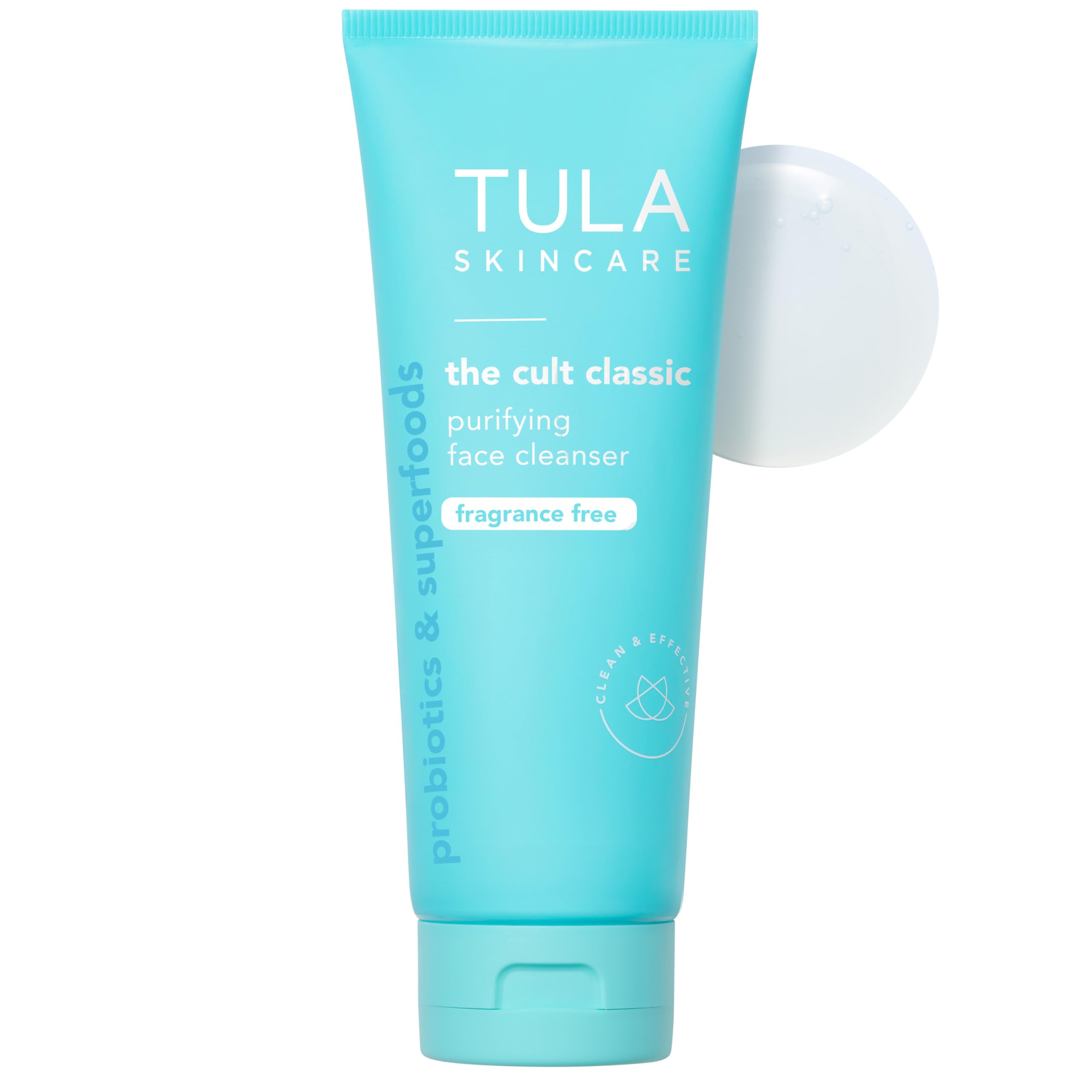 TULA purifying face cleanser supersize bottle demonstrates gentle pore cleansing for balanced skin