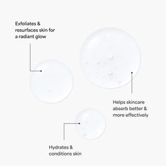 TULA Secret Solution Toner label close-up emphasizes probiotic blend and gentle exfoliation.