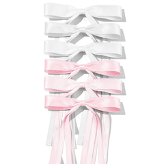 TULOBI 6Pcs white satin hair bows clip for versatile everyday styling