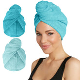 Turbie Twist dark aqua hair towel folded for quick-dry, gentle wrap