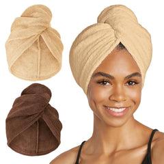 Turbie Twist two-pack microfiber hair towel ready for quick-dry beauty routine.