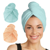 Turbie Twist 2-pack microfiber hair towel bundle for quick dry and travel care.