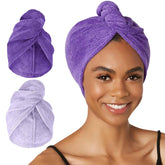 Turbie Twist dark purple hair towel closeup, plush microfiber for gentle, quick drying.