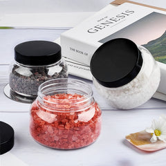 TUZAZO 12-pack empty sugar scrub containers demonstrate organized DIY storage.