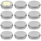 TUZAZO 12-pack 1oz aluminum tin with screw lids for travel-friendly cosmetics.