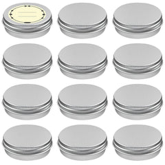 TUZAZO 12-pack 1oz aluminum tin with screw lids for travel-friendly cosmetics.