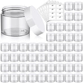 TUZAZO 48-pack 6oz containers with lids and labels for organized storage.