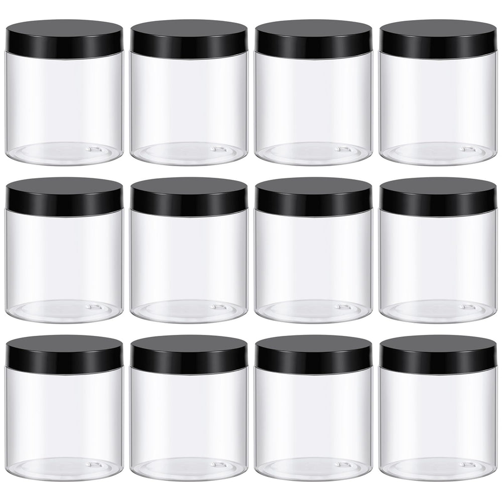 TUZAZO 8 oz clear plastic jar with black lid for lotions and creams on travel