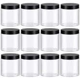 TUZAZO 8 oz clear plastic jar with black lid for lotions and creams on travel