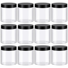 TUZAZO 8 oz clear plastic jar with black lid for lotions and creams on travel