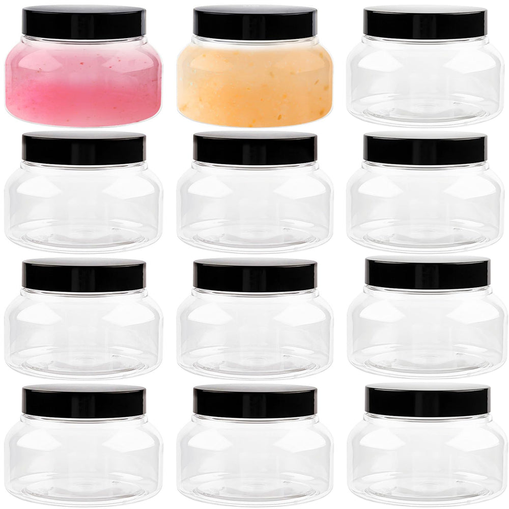 TUZAZO 8 oz plastic Tuscany jar with lid shows clear, premium packaging for cosmetics.
