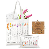 TUZELIYA Bible verse tote bag with floral art for daily encouragement
