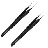 Tweezees ingrown-hair tweezers 2-pack in black for precise hair and splinter removal.