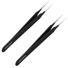 Tweezees ingrown-hair tweezers 2-pack in black for precise hair and splinter removal.