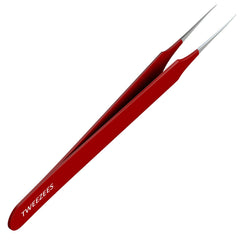 Tweezees ingrown-hair tweezers with pointed tip in red for precise removal.