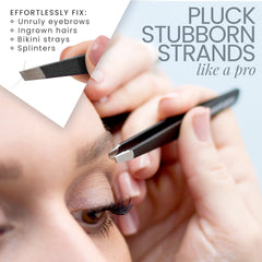 TWEEZER GURU needle-nose tip for precise blackhead and splinter removal.