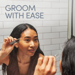 TWEEZER GURU Pro Illuminating Eyebrow Tweezers with mirror and travel pouch.