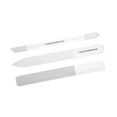 Tweezerman Glass Nailcare Set nail file close-up shapes nails with smooth edges.