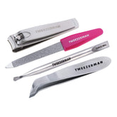 Tweezerman Mini Nail Rescue Kit travel case shows compact, travel-ready manicure tools for on-the-go touch-ups.