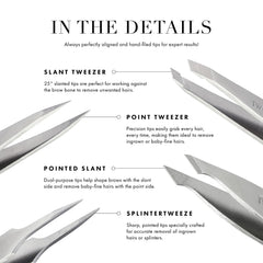 Tweezerman mini-tweezer stainless-steel-tips highlight durable, easy-to-clean tips.