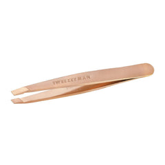 Tweezerman rose gold mini slant tweezer closeup for precise brow shaping
