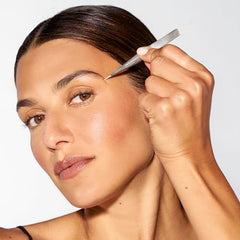 Tweezerman steel point tweezer silver aligned tips ready for root hair removal