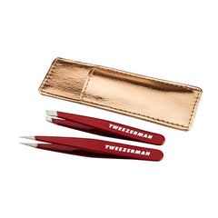 Tweezerman Vintage Rose mini-point tweezer close-up for ingrown and fine hairs.