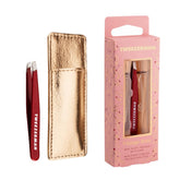 Tweezerman Vintage Rose Mini Slant Tweezer case protects travel tools