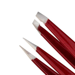 Tweezerman Vintage Rose mini-slant tweezer close-up for brow shaping.