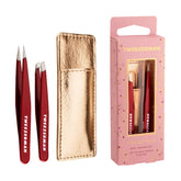 Tweezerman Vintage Rose mini tweezer set case open for travel touch-ups.