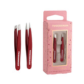 Tweezerman Vintage Rose tweezer set packaging highlights red and gold gift-ready design.