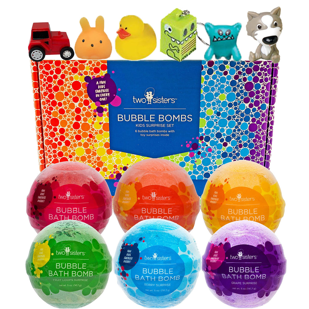 Two Sisters bath bombs reveal a surprise toy inside for playful bath time