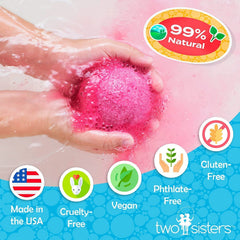 Two Sisters Mystical Bath Bombs emit fruity scents for an engaging bath experience