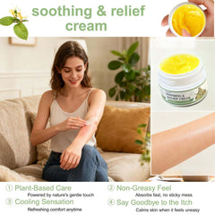 2Pcs Soothing Relief Cream texture closeup highlights lightweight non-greasy absorption