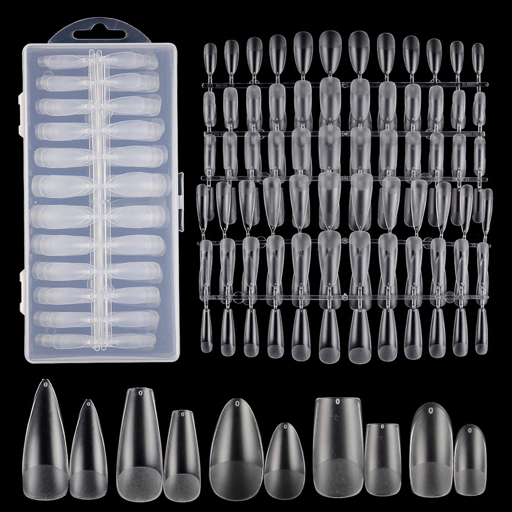 TXMOYI 240pcs almond nail tips box for at-home manicure prep