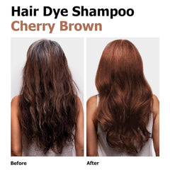 TYAYW Cherry Brown Hair Dye Shampoo packaging highlights herbal formula